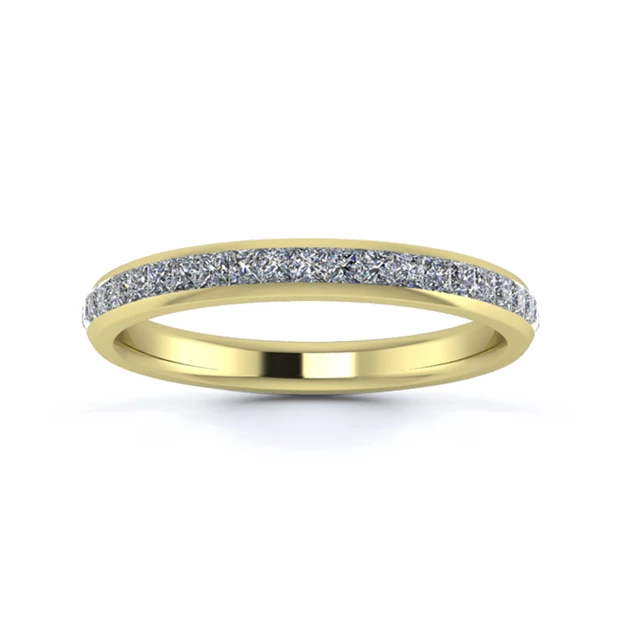 18K Yellow Gold 2.5mm Three Quarters Princess Channel Diamond Set Ring