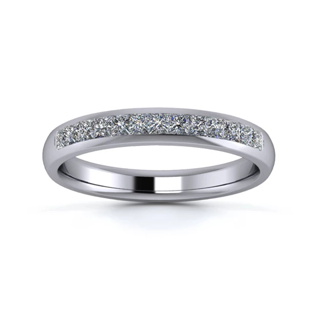 18K White Gold 3mm One Third Princess Channel Diamond Set Ring