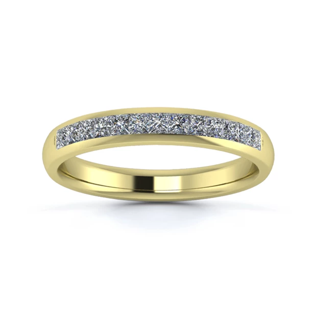 18K Yellow Gold 3mm One Third Princess Channel Diamond Set Ring