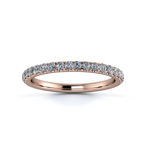 18K Rose Gold 1.8mm Half Micro Diamond Set Ring