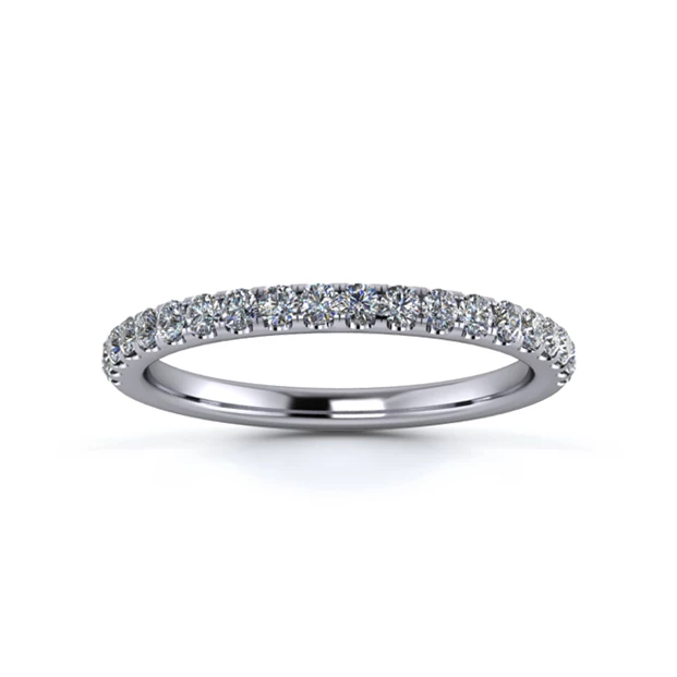 18K White Gold 1.8mm Half Micro Diamond Set Ring