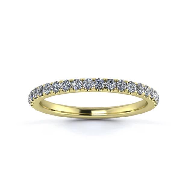 18K Yellow Gold 1.8mm Half Micro Diamond Set Ring