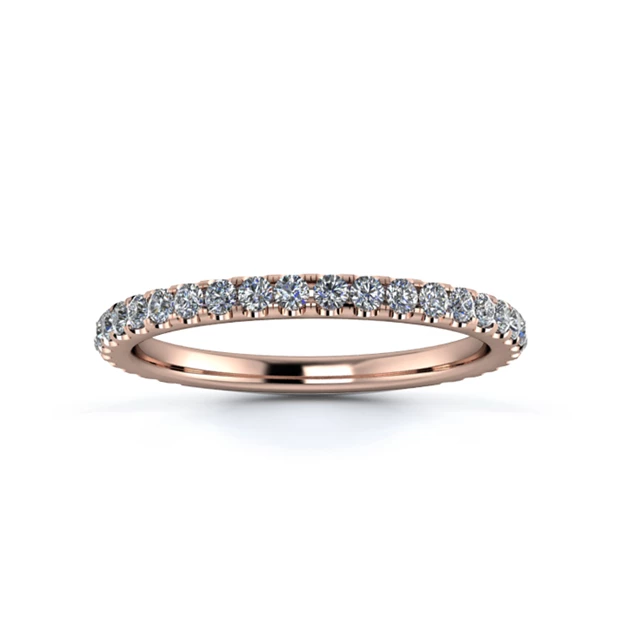 18K Rose Gold 1.8mm Three Quarters Micro Diamond Set Ring