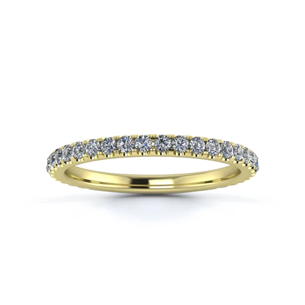 18K Yellow Gold 1.8mm Three Quarters Micro Diamond Set Ring