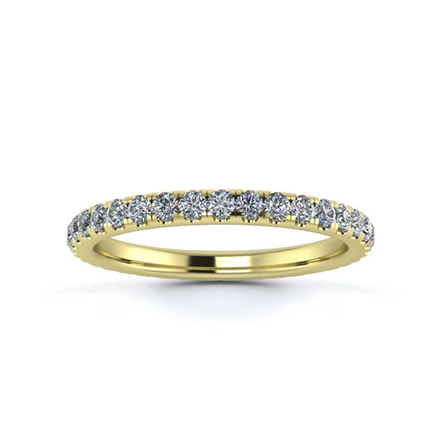 18K Yellow Gold 2mm Full Micro Diamond Set Ring