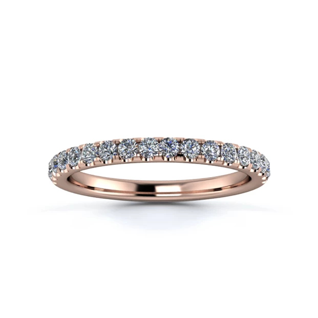 18K Rose Gold 2mm Half Micro Diamond Set Ring