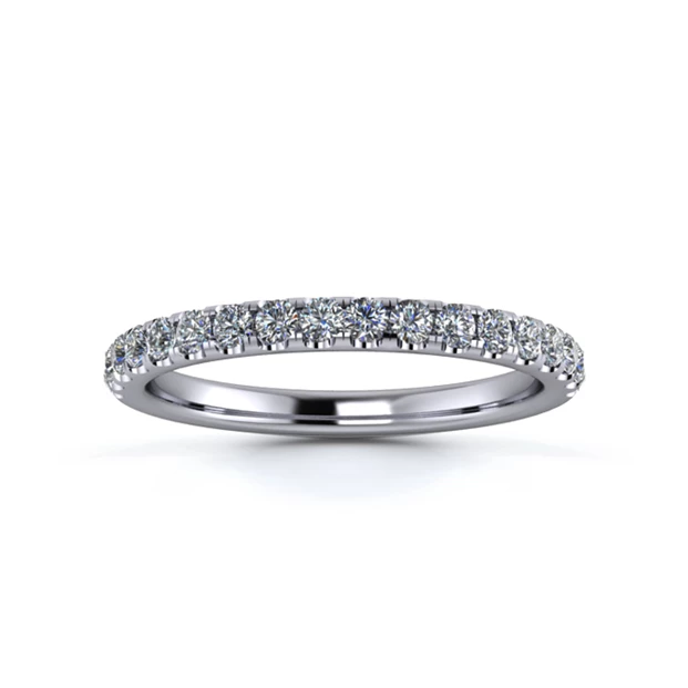 18K White Gold 2mm Half Micro Diamond Set Ring