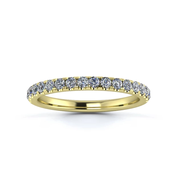 18K Yellow Gold 2mm Half Micro Diamond Set Ring