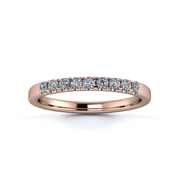 18K Rose Gold 2mm Quarter Micro Diamond Set Ring