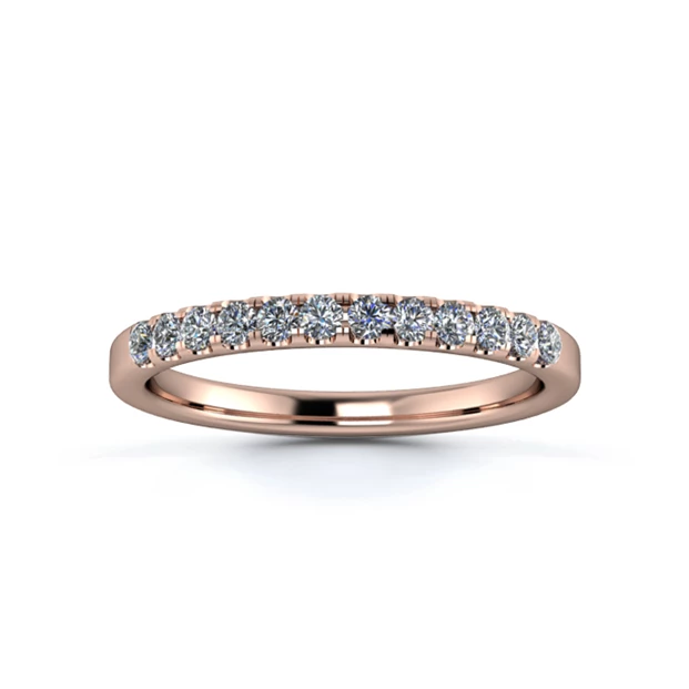 18K Rose Gold 2mm One Third Micro Diamond Set Ring