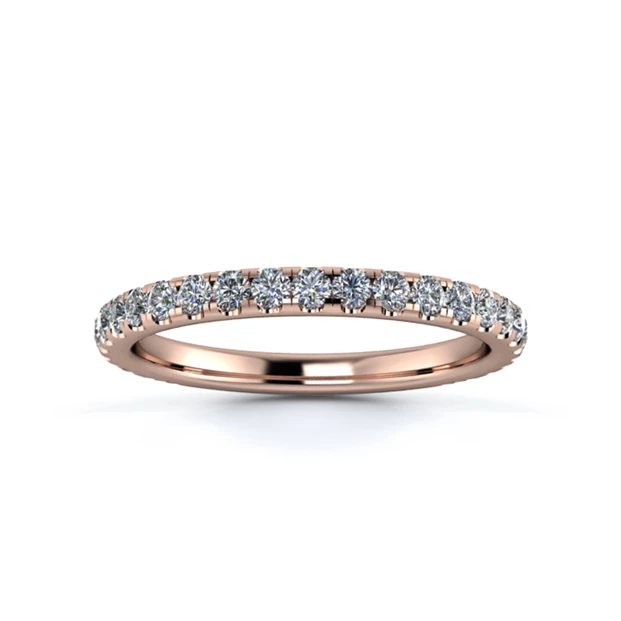 18K Rose Gold 2mm Three Quarters Micro Diamond Set Ring