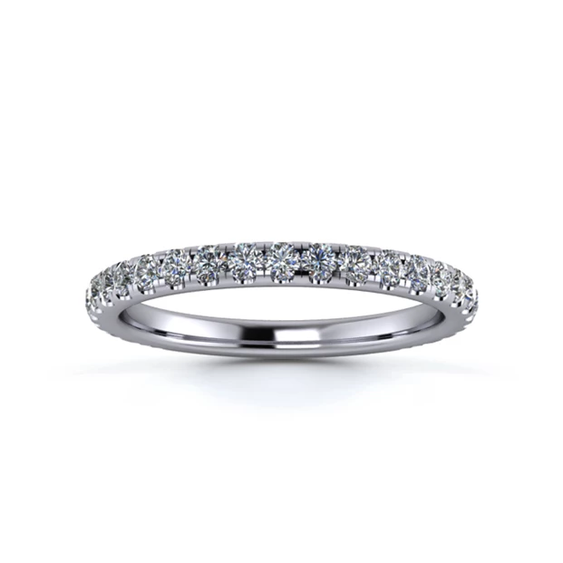 Platinum 2mm Three Quarters Micro Diamond Set Ring