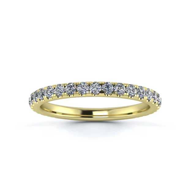 18K Yellow Gold 2mm Three Quarters Micro Diamond Set Ring