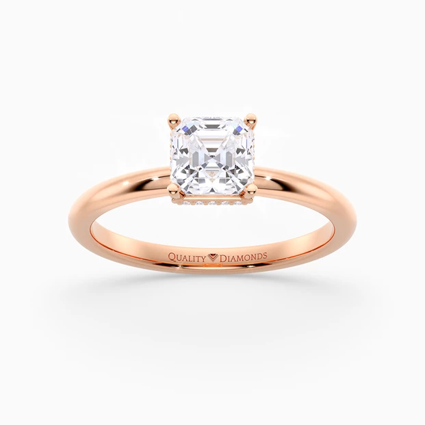 Asscher Liraz Hidden Halo Diamond Ring in 9K Rose Gold