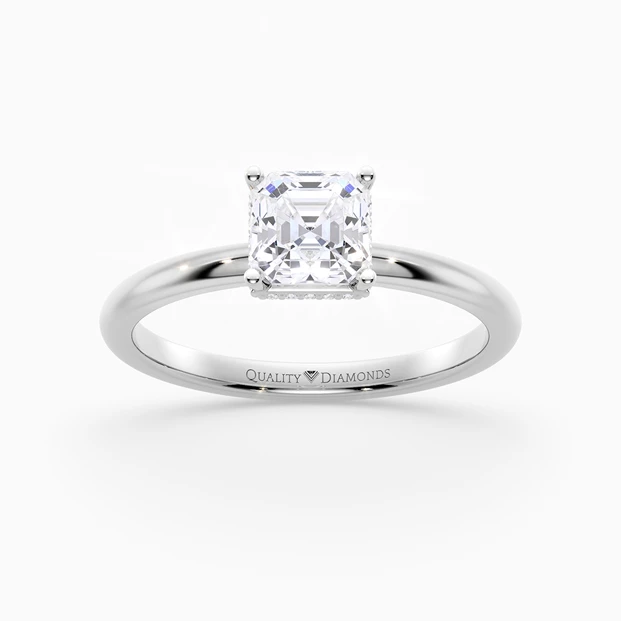 Asscher Liraz Hidden Halo Diamond Ring in 9K White Gold