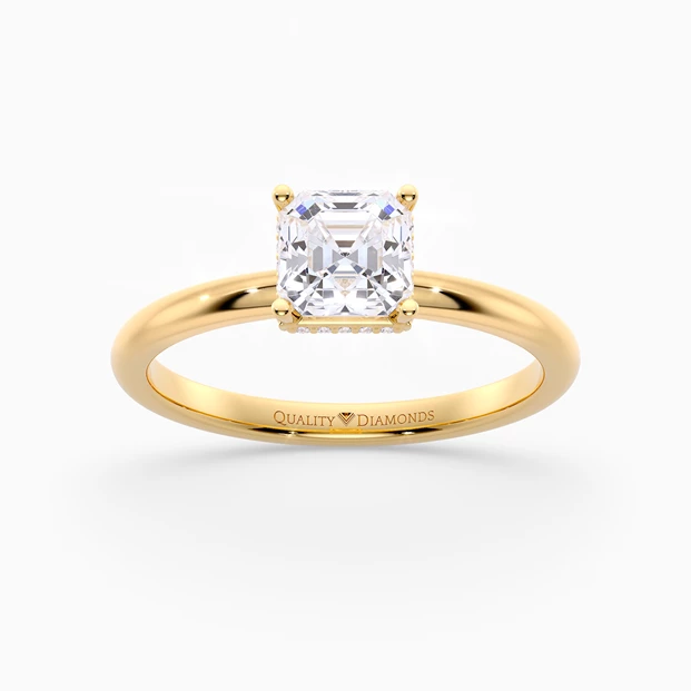 Asscher Liraz Hidden Halo Diamond Ring in 9K Yellow Gold