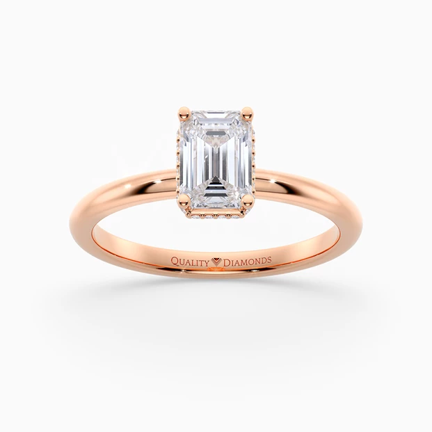 Emerald Liraz Hidden Halo Diamond Ring in 9K Rose Gold