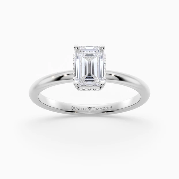 Emerald Liraz Hidden Halo Diamond Ring in Platinum