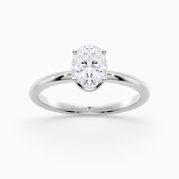 Oval Liraz Hidden Halo Diamond Ring in Platinum