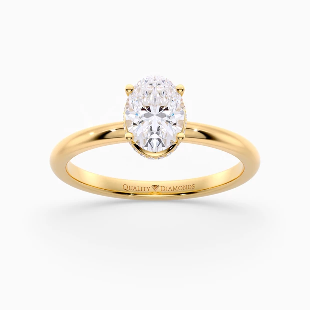 Oval Liraz Hidden Halo Diamond Ring in 18K Yellow Gold