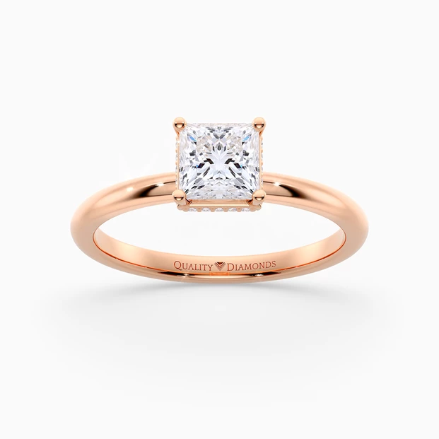 Princess Liraz Hidden Halo Diamond Ring in 9K Rose Gold