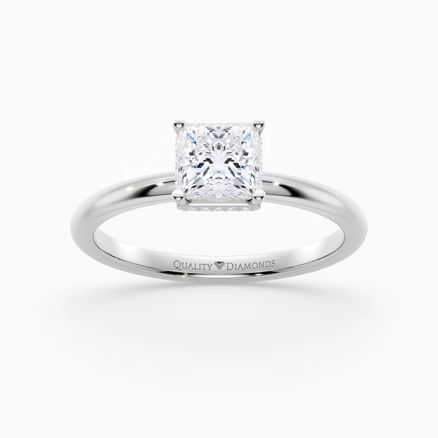 Princess Liraz Hidden Halo Diamond Ring in 18K White Gold