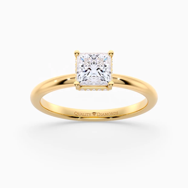 Princess Liraz Hidden Halo Diamond Ring in 18K Yellow Gold