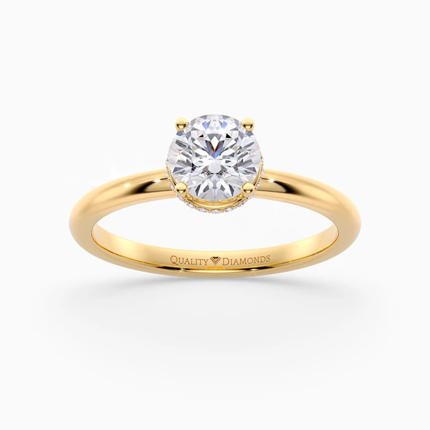 Round Brilliant Liraz Hidden Halo Diamond Ring in 18K Yellow Gold