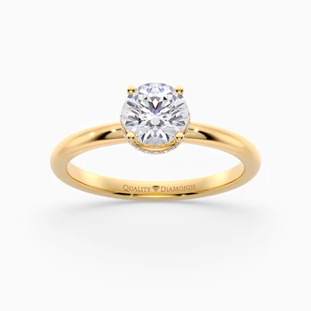 Round Brilliant Liraz Hidden Halo Diamond Ring in 18K Yellow Gold