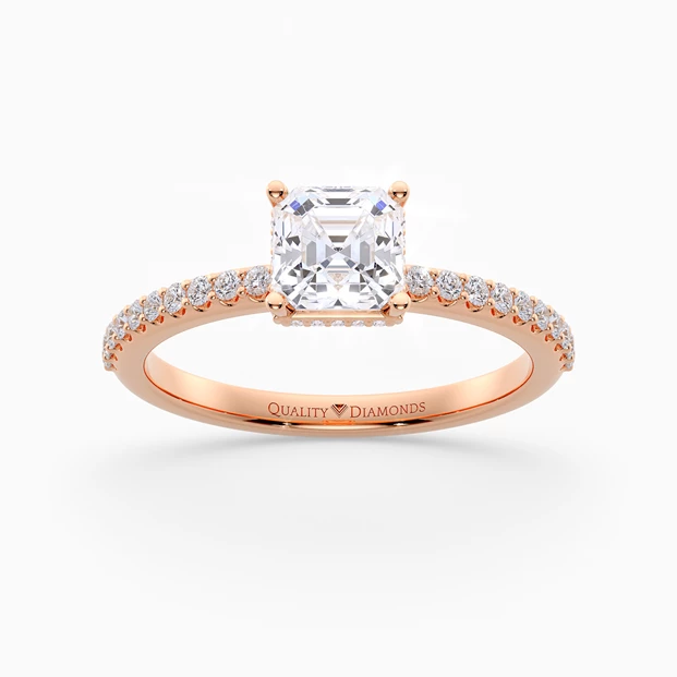 Diamond Set Asscher Liraz Hidden Halo Diamond Ring in 9K Rose Gold