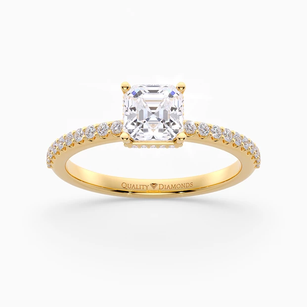 Diamond Set Asscher Liraz Hidden Halo Diamond Ring in 18K Yellow Gold