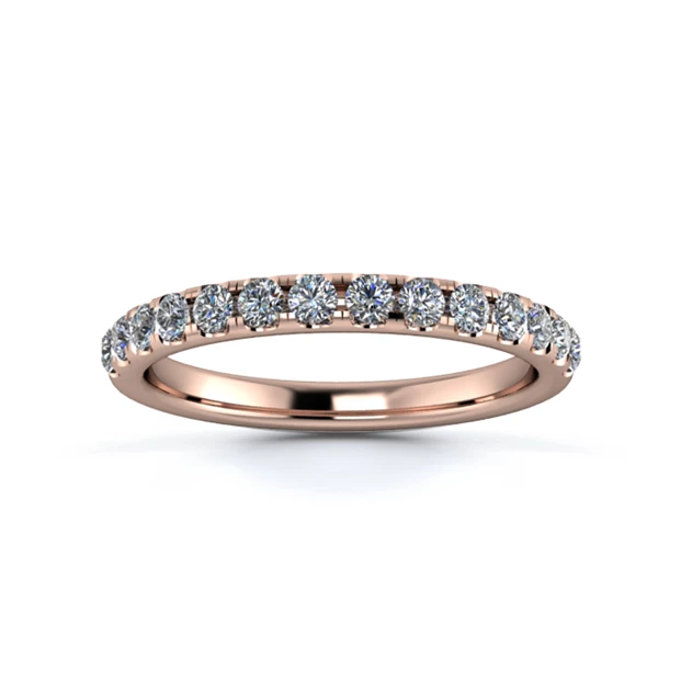 18K Rose Gold 2.2mm Half Micro Diamond Set Ring