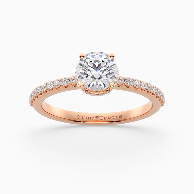 Diamond Set Round Brilliant Liraz Hidden Halo Diamond Ring in 18K Rose Gold