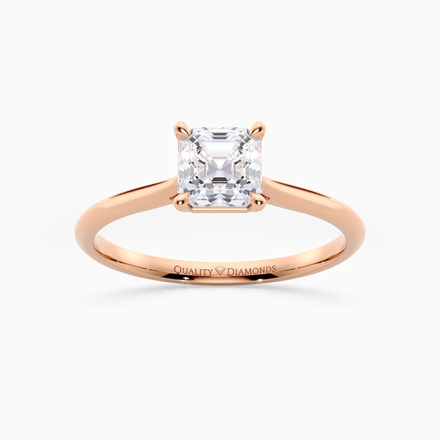 Asscher Carys Diamond Ring in 18K Rose Gold