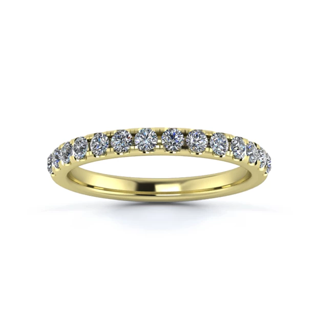 18K Yellow Gold 2.2mm Half Micro Diamond Set Ring