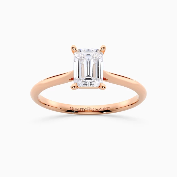 Emerald Carys Diamond Ring in 18K Rose Gold