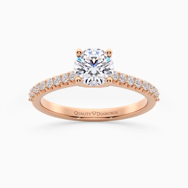 Diamond Set Round Brilliant Amorette Diamond Ring in 9K Rose Gold