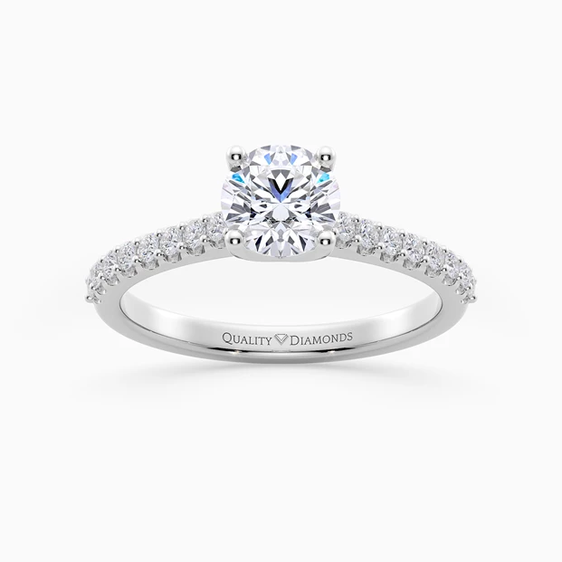 Diamond Set Round Brilliant Amorette Diamond Ring in 18K White Gold