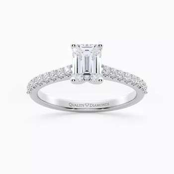 Emerald Diamond Set Amorette Diamond Ring in Platinum