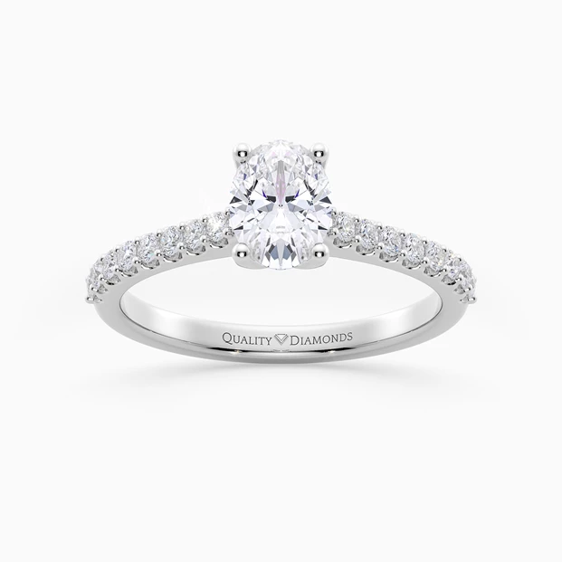 Oval Diamond Set Amorette Diamond Ring in Palladium