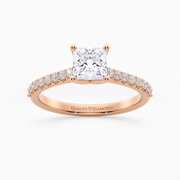 Princess Diamond Set Amorette Diamond Ring in 18K Rose Gold