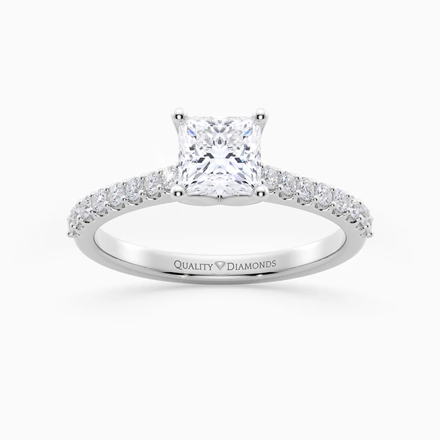 Princess Diamond Set Amorette Diamond Ring in Platinum