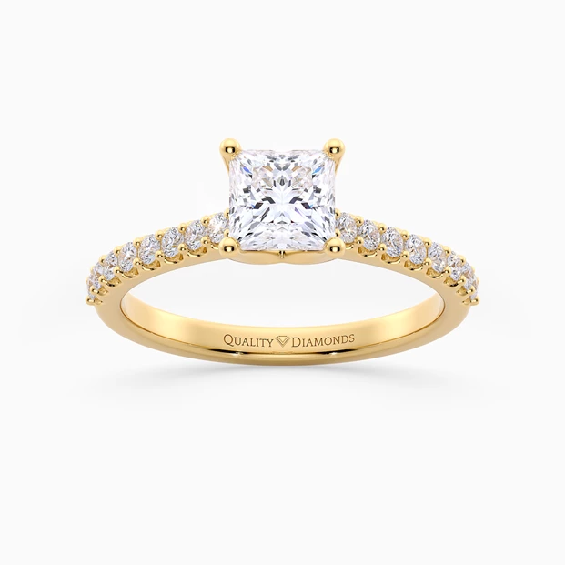 Princess Diamond Set Amorette Diamond Ring in 9K Yellow Gold