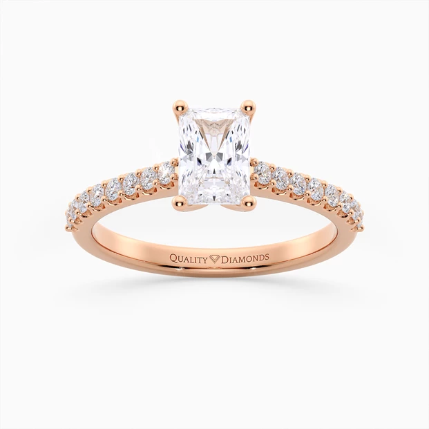 Radiant Diamond Set Amorette Diamond Ring in 18K Rose Gold