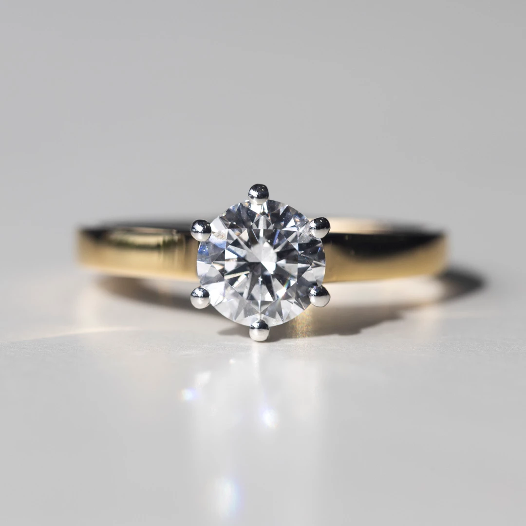 1ct Lab-Grown Round Brilliant Felicita Diamond Ring in 18K Yellow & White Gold