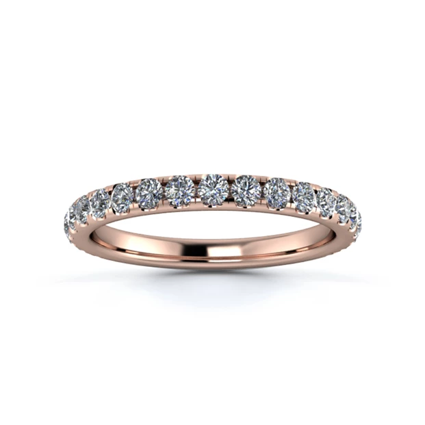 18K Rose Gold 2.2mm Three Quarters Micro Diamond Set Ring