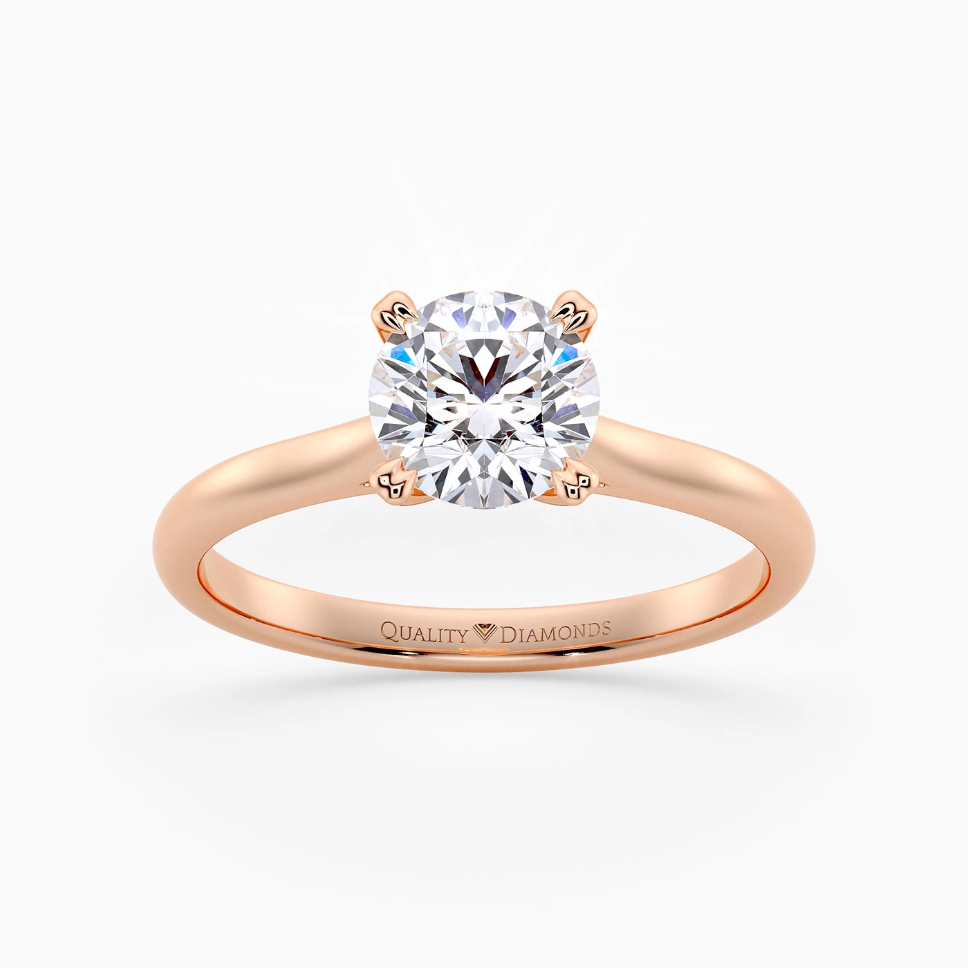 Round Brilliant Ettore Diamond Ring in 18K Rose Gold