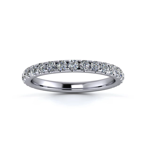 Platinum 2.2mm Three Quarters Micro Diamond Set Ring