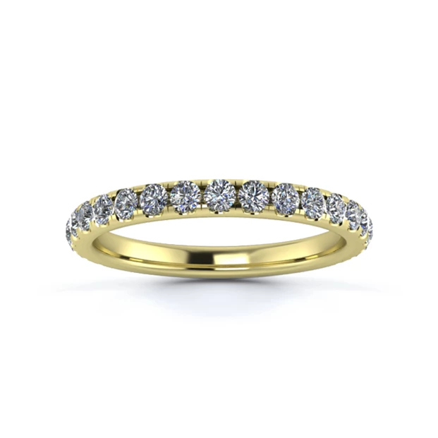 18K Yellow Gold 2.2mm Three Quarters Micro Diamond Set Ring