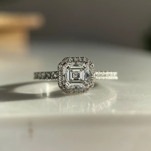 1.04ct Lab-Grown Asscher Bijou Diamond Ring in Platinum